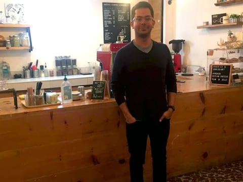 Miguel Marshall in Nativo Coffee Community, a coffee shop in the Estación Federal complex in Tijuana, Mexico.